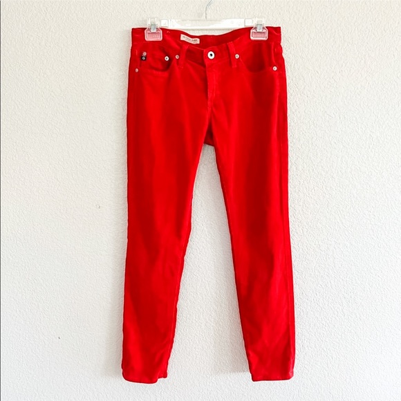 Ag Stevie Ankle Slim Straight Red Corduroy Pant - Picture 2 of 12